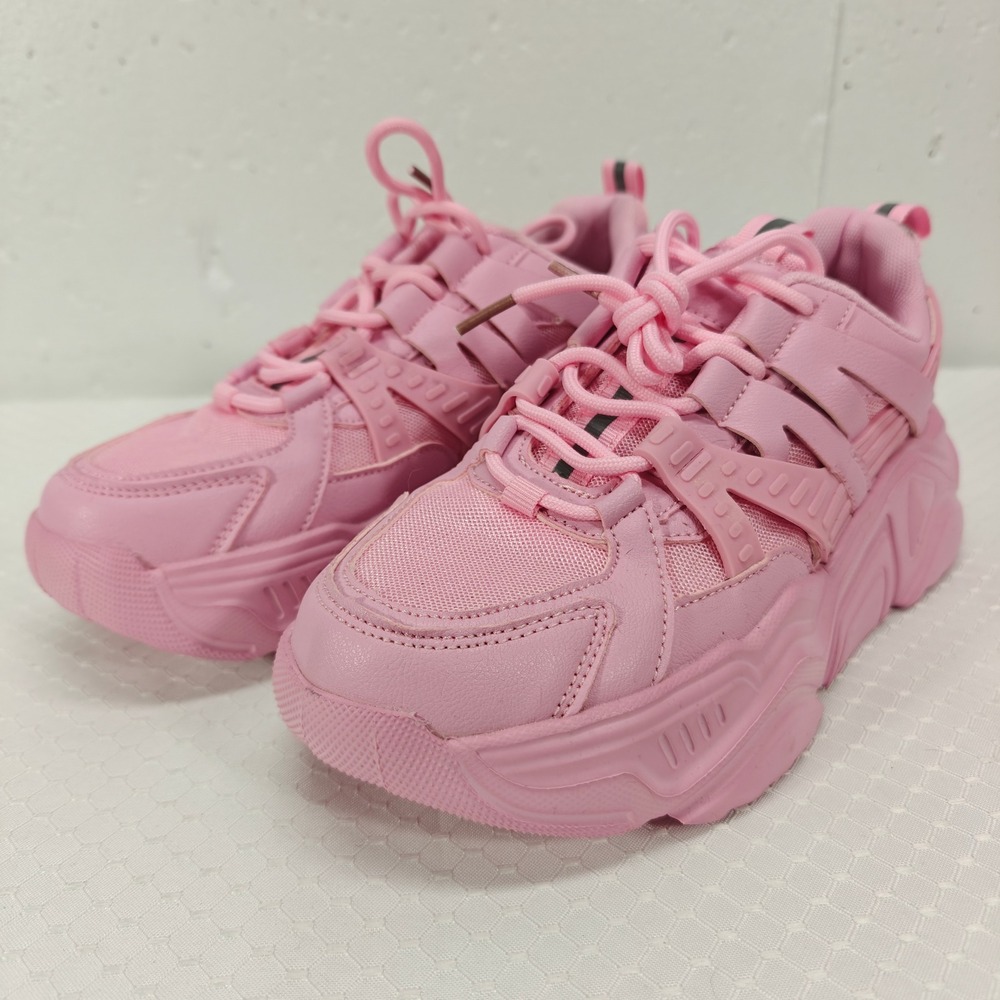 Berness Pink Chunky Platform Sneakers Womens 7 Kawaii Rave Festival Pastel‎ Goth